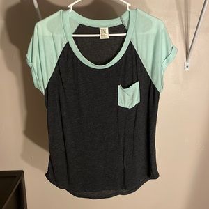 Zine teal/grey shirt sleeve shirt. Size medium.